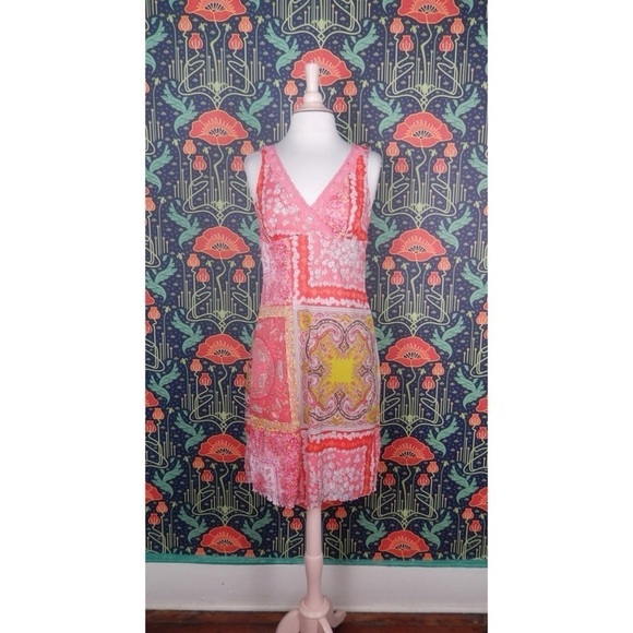 Xhilaration x Vintage 90’s Y2K Floral Patchwork Mesh Empire Waist Slip Dress - Picture 1 of 11
